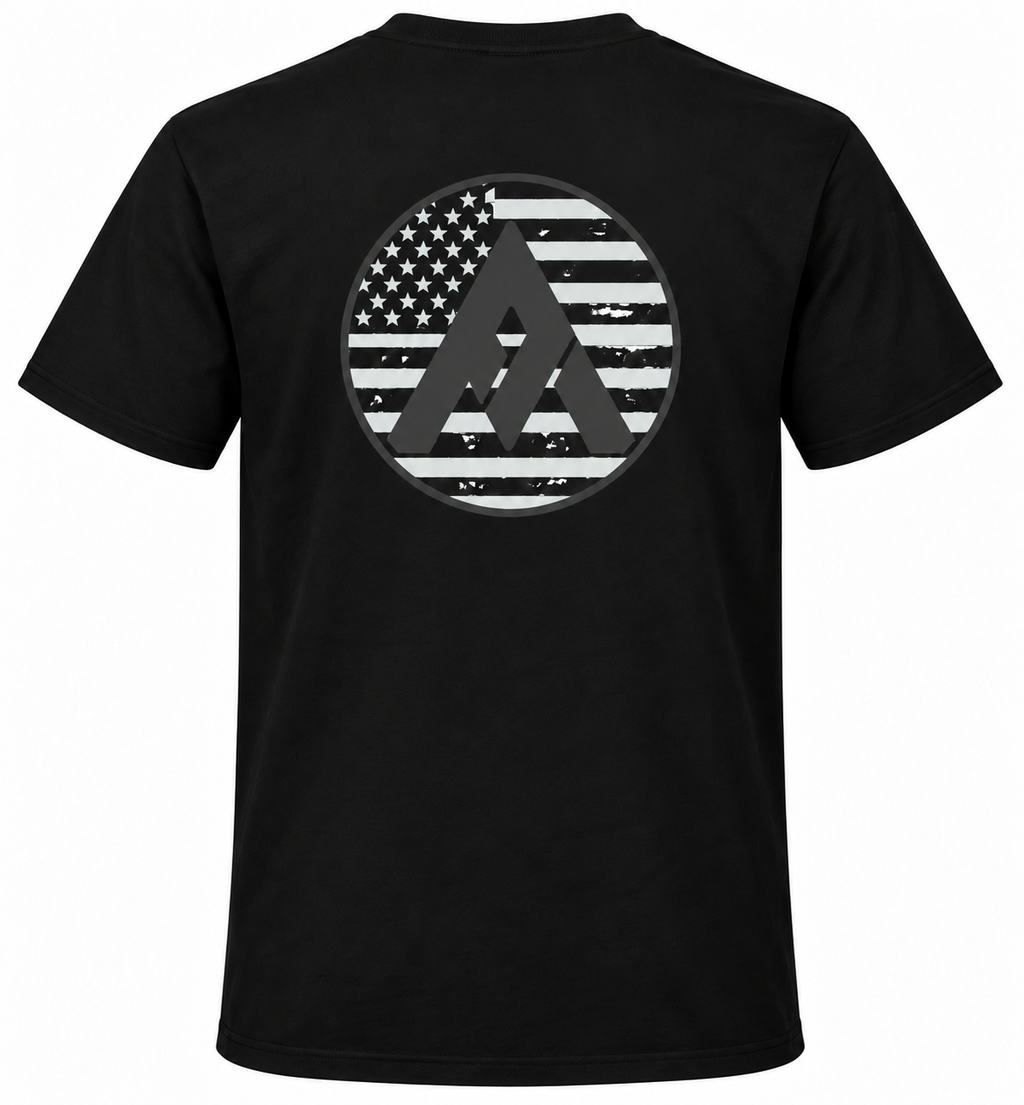 Team Alpha logo with flag on back