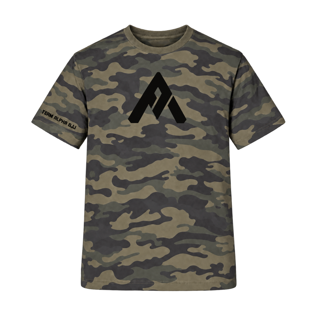 Camo shirt (A front, Team Alpha BJJ on right sleeve)