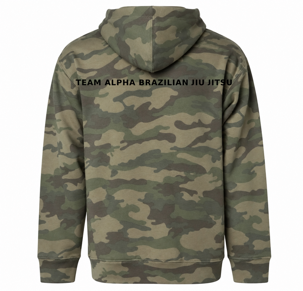 Camo Hoodie (A on front and wording on back)